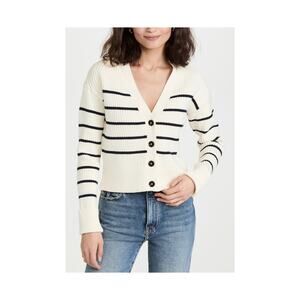 Scotch & Soda V Neck Black Striped Chunky Rib Sweater Size M